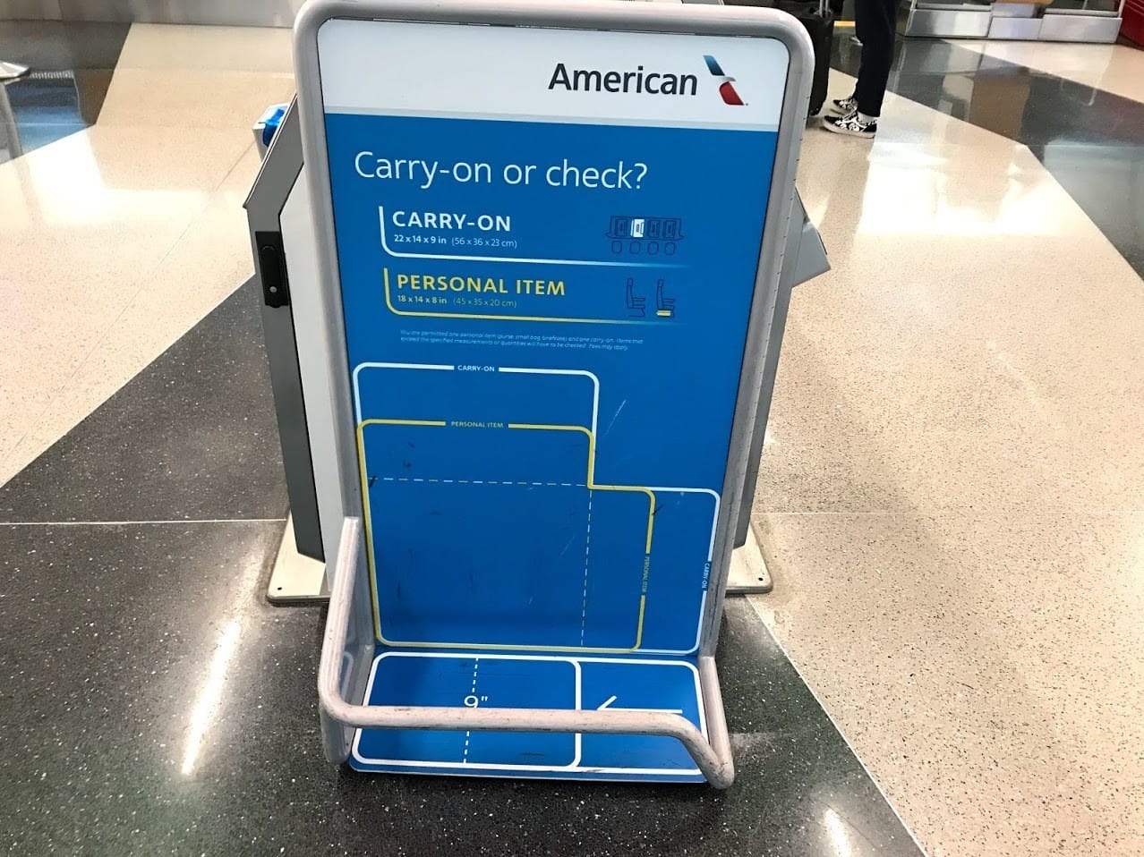 american airlines carry on checker